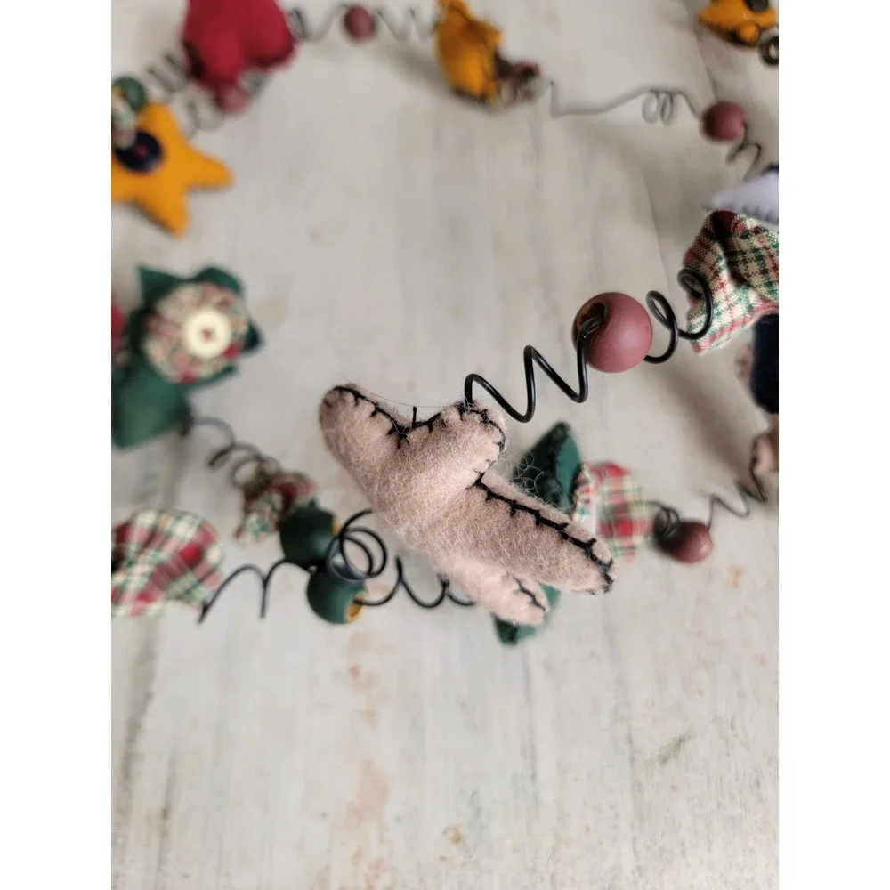Tender heart treasures vintage Xmas Plush Garland star gingerbread heart